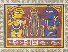 Roy, Jamini (Artist). Krishna and Balaram, n.d. | Painting
