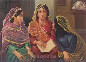 Bukhsh, Ustad Allah (Artist). Three Sisters, 1952 | Painting