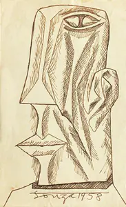 Souza, F.N. (Artist). Untitled (Head), 1958 | Drawing