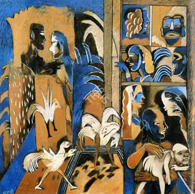 Subramanyan, K.G. (Artist). Farm Birds, Faces, Figures, 1994 | Painting