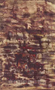 Khanna, Krishen (Artist). Flood Village, c.1960s | Painting