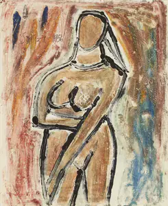 Souza, F.N. (Artist). Untitled (Standing Nude), 1956 | Painting