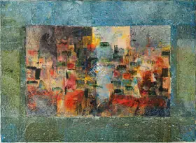 Bakre, S.K. (Artist). Untitled (Urban Landscape Scene), 1968 | Painting