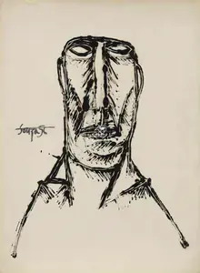 Souza, F.N. (Artist). Untitled (Portrait of a Man), 1956 | Drawing