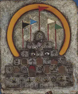 Sagara Piraji Artist Stupa Of Nepal Mixed Media on board 1968 Painting FineArts 00597741