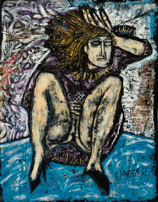 Souza, F.N. (Artist). Untitled (Seated Woman), 1962 | Painting