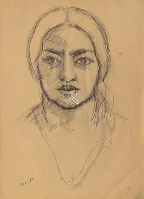 Sher-Gil, Amrita (Artist). Self Portrait, 1930 | Drawing