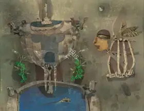 Pyne, Ganesh (Artist). Crossing the Fountain, 1974 | Painting