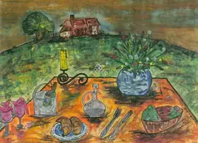 Chaganlal, Nikhil (Artist). A Table Outdoors, n.d. | Painting