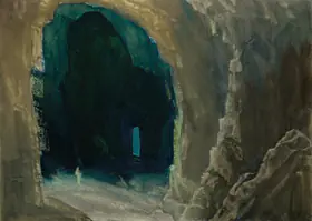 Sen, Bireshwar (Artist). The Haunted Cave, 1974 | Painting