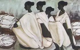 Prabha, B. (Artist). Fisher Girls, n.d. | Painting