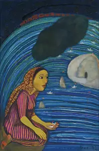 Pal, Gogi Saroj (Artist). Paper Boats-Vision of Dream, 1992 | Painting