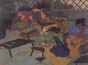 Chakravorty, Ramendranath (Artist). The Weavers, n.d. | Painting
