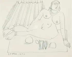Souza, F.N. (Artist). Untitled (Seated nude with objects), 1953 | Drawing