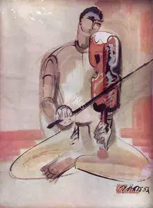 Kowshik, Dinkar (Artist). Violinist, 1953 | Painting