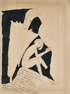 Husain, M.F. (Artist). Portrait of an Umbrella Series, 1981 | Drawing