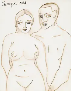 Souza, F.N. (Artist). Untitled (Couple), 1983 | Painting