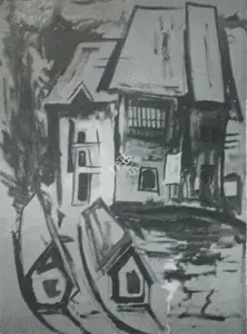 Kaul, Triloke (Artist). Houses in Boats, n.d. | Painting