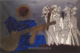 Husain, M.F. (Artist). Sitar Player, 1979 | Painting