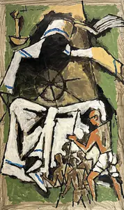 Husain, M.F. (Artist). Mother Teresa and Gandhi, circa 2000 | Painting