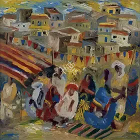 Mani, J. M. S. (Artist). Village Scene, 1989 | Painting