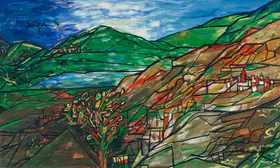 Souza, F.N. (Artist). Untitled (Hillside Landscape), 1994 | Painting