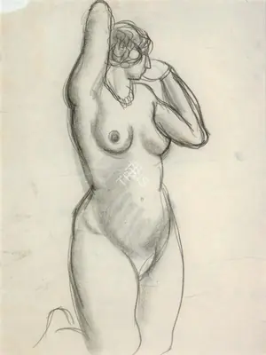 Sher-Gil, Amrita (Artist). Nude Study, n.d. | Drawing