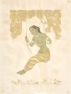 Ramachandran, A. (Artist). Girl on a Swing, 1986 | Painting