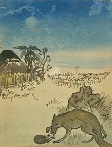 Bose, Nandalal (Artist). An Illustration from the Tak Duma Dum Series (Jackal in Landscape), n.d. | Painting
