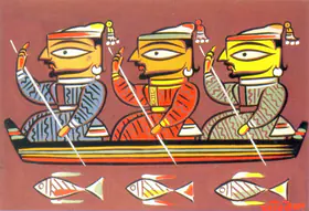Roy, Jamini (Artist). Three Men in a Boat, n.d. | Painting