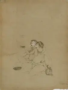 Bose, Nandalal (Artist). Jagai Madhai, c.1906-1907 | Drawing