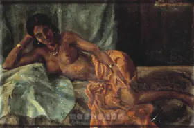 Sinha, Satish (Artist). Green & Orange, mid 1940s | Painting