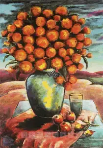 Ara, K.H. (Artist). Still Life In A Landscape, n.d. | Painting