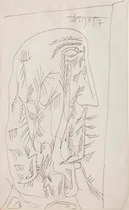 Souza, F.N. (Artist). Untitled (Head), 1957 | Drawing