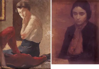 Bose, Atul (Artist). Lady on Bed and Portrait of Woman (Verso), c.1958 | Painting