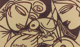 Keyt, George (Artist). Untitled (Two Women with Bird), 1986 | Painting