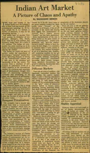 Menon, Sadanand (Reporter). Indian Art Market, n.d. | Newspaper Clipping | 00846822