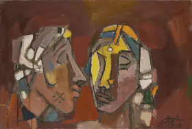 Husain, M.F. (Artist). Untitled (Two Heads), 1960s | Painting