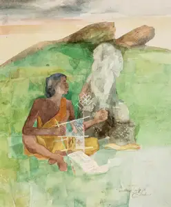 Sengupta, Amitabh (Artist). Untitled (Man and Spirit), 1992 | Painting