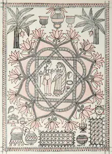 Devi, Mahasundari (Artist). Folk Drawing by Kayastha woman, Mithila, n.d. | Graphic Art