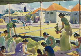 Raza, S.H. (Artist). Raking, n.d. | Painting