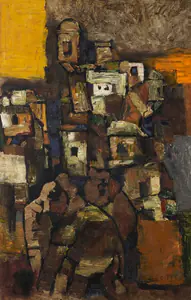 Husain, M.F. (Artist). Untitled (Elephants in Udaipur), c.1960s | Painting