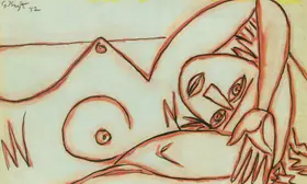 Keyt, George (Artist). Reclining Nude, 1952 | Drawing