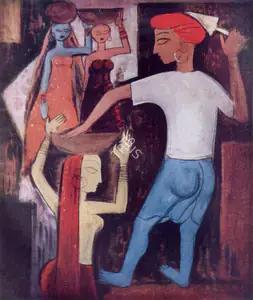 Kulkarni, K.S. (Artist). The Builders, n.d. | Painting