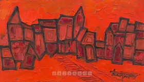 Souza, F.N. (Artist). Red Landscape, 1960 | Painting