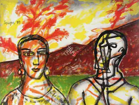 Souza, F.N. (Artist). Psychiatrist & Wife, 1993 | Painting