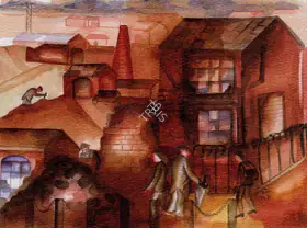 Khakhar, Bhupen P. (Artist). Cotton Mills , Manchester, 2002 | Painting