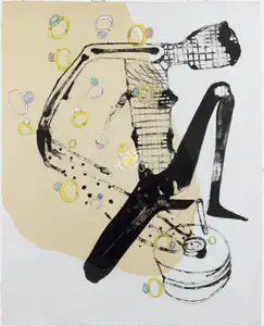Dodiya, Atul (Artist). Sabari Throwing Rings Into The Chakki, 2005 | Painting
