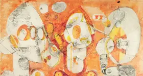 Chandra, Avinash (Artist). City Of Churches (Red)/ Happy Birthday, 1963 | Drawing