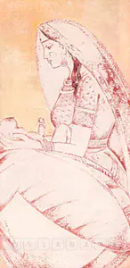 Dey, Manishi (Artist). Mother And Child, 1965 | Painting
